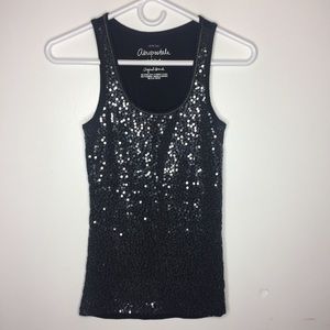 Aeropostale Medium Black w/ Clear Sequins Tank Top